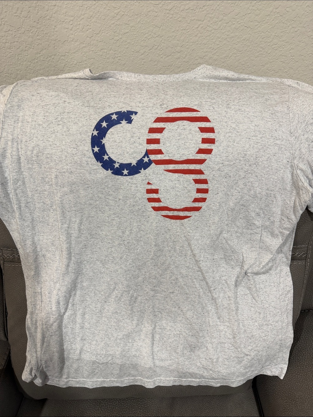 Bella Canvas Heather Gray Tee with American Flag 'cg' Print